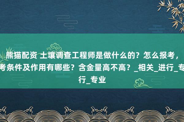 熊猫配资 土壤调查工程师是做什么的？怎么报考，报考条件及作用有哪些？含金量高不高？_相关_进行_专业
